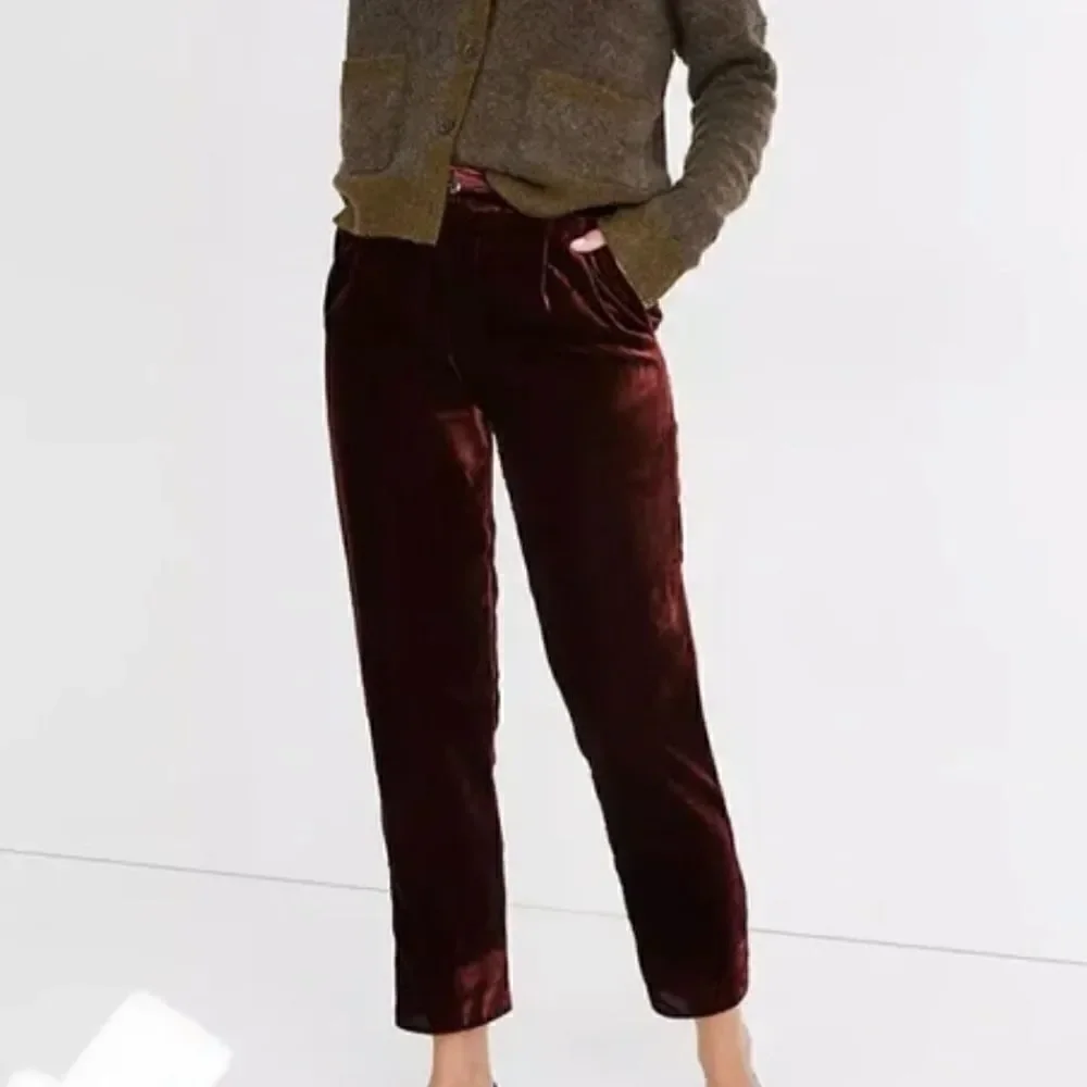 Madewell Velvet Tapered Pleat Pull-On Pants S